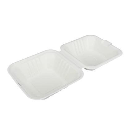 China Top Block Wholesale Minimalist 9 Inch Disposable Hamburger Biodegradable Takeout Box for sale