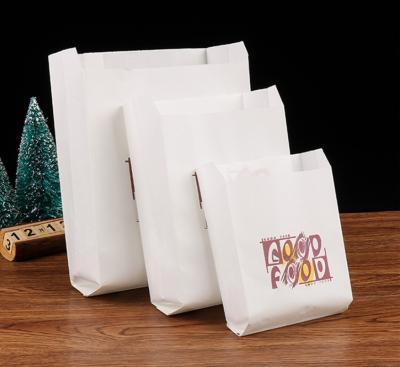 China Custom Recycled Materials RTS V Food Grade Sharp Bottom Greaseproof French Fries Packaging Paper Bags For Fast Food Restaurant for sale