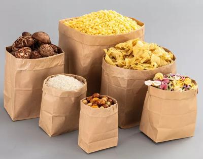 China Recycled Materials RTS Food Takeaway Packaging Bags Square Bottom Custom Logo Kraft Paper Bag With Bread No Handle for sale