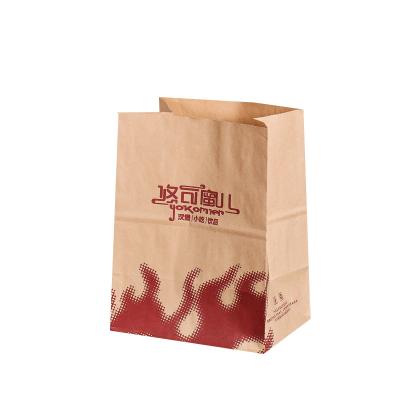 China High Quality Disposable Customized Food Grade Recycled Materials 2022 Packaging Kraft Brown Paper Bag For Take Away With No Handle for sale