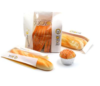 China 2021 Large Biodegradable Oil Grease Proof Burgers Bread Stick Brown Paper Custom Bakery Packaging Bags With Clear Window for sale