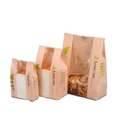 China 2021 Biodegradable Bottom Oil Proof Disposable Squares With Clear Window Paper Bag Bread Bag For Bread for sale