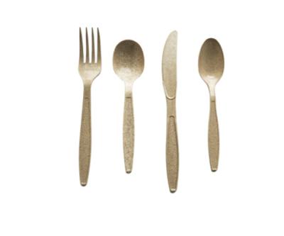 China 40% Wheat+60% PP 2022 Natural Supply Brown Disposable Flatware Set Disposable Flatware Set For Fork Spoon Knife for sale