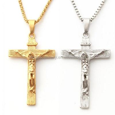 China Stainless Steel Jesus Cross Crucifix Pendant Necklace for Women and Men for sale