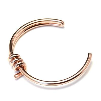 China Simple Rose Gold Love Stainless Steel Knot Bangle Cuffs Bracelet For Women Girls Best Friend Jewelry for sale