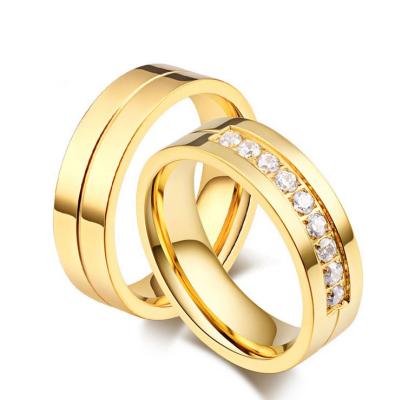 China Wedding Gold And Silver Color Couple Ring With Crystal Engagement Gift Wedding Jewelry Love Forever for sale