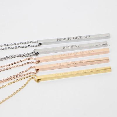 China Longer Stainless Steel Stainless Steel Rectangle With Text Pendant Necklace Wholesale for sale