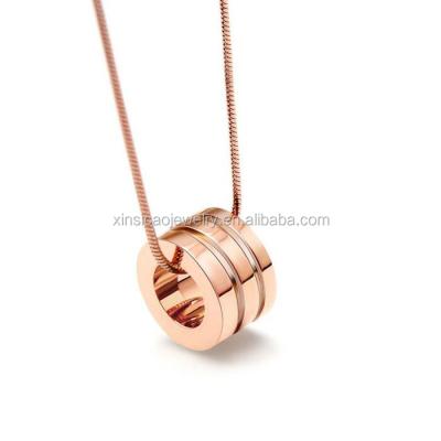 China High Quality Stainless Steel Fashion Necklace Jewelry 2mm Snake Chain Rose Gold Round Circle Women for sale