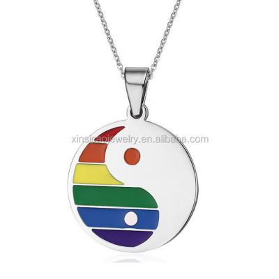 China Wholesale Stainless Steel Jewelry Ying-Yang Style Gay Pride Necklace Stainless Steel for sale