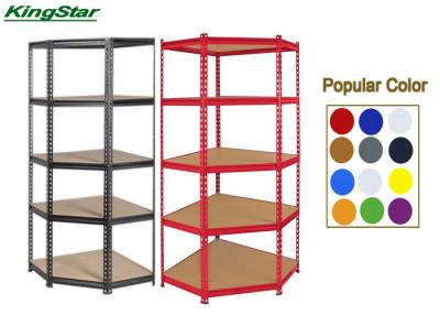 China Capacidad de la unidad 150kg del estante de la esquina de la unidad de almacenamiento de Boltless del estante del rojo 5 por nivel en venta