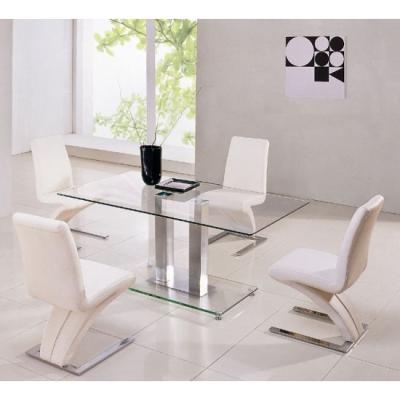 China clear tempered glass dining table and chairs xydt-045 for sale