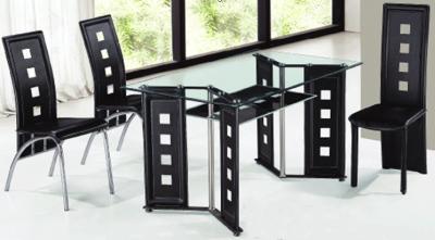 China rectangle glass with leather dining table and chairs for sale