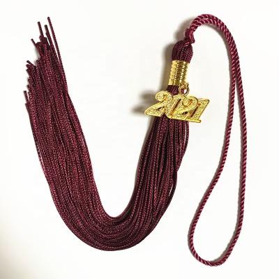 China 2021 Cheap Easy Custom Polyester Graduation Tassel With Metal Charm for sale