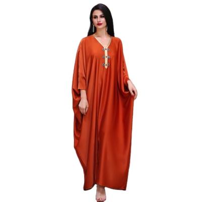 China Middle East casual high quality hand sewn diamonds bat sleeve cape caftan Dubai dress moroccan kaftan abaya moroccan kaftan for sale