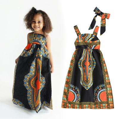 China Cotton Limanying 2022 Factory Price African Print Kids Clothing Two Piece Suit With Headtie African Kids Clothing Girls Dress for sale