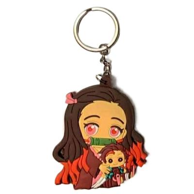 China Eco-Friendly Wholesale Soft Side Glue Double Side Glue Key Chain Key Chain New Product New Product Eco-Friendly Demon Slayer Q Version Demon Key Chain for sale