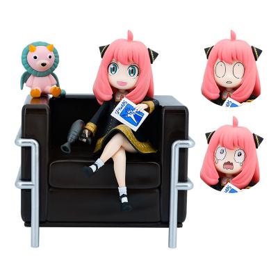 China Handmade Toy Wholesale Anime Spy Play Cartoon House Ania Model Car Desktop Chassis Ornament Face-Changing Doll for sale