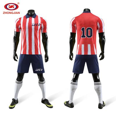 China New Product Zhongjian Logo Soccer Wear Jersey Set Custom Made Club Football Team Uniform Set of Shirts for sale