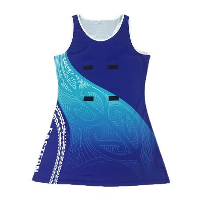 China Sports Jersey QEOK New Design Full Sublimation Netball Dress for sale