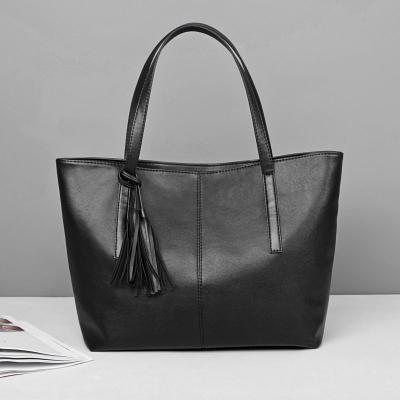 China 2022 Fashion Fashion Simple Solid Color PU Leather Shoulder Bag Large Capacity Female Tote Bag Shopping Handbag for sale