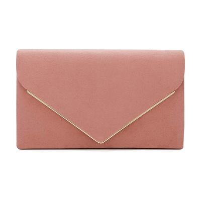 China Wholesale Daily Elegant Metal Clutch Faux Suede Fashion Evening Binding Purse Lady Bags For Wedding for sale