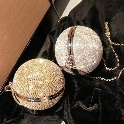 China Daily Hot Sale Fashion Round Ball Shoulder Cross - Body Handbags Rhinestone Clutch Bags Wedding Even Purse for sale