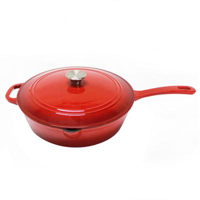 China Casual Enameled Cast Iron Chicken Fryer With Cover Enamel Frying Pan Deep Frying Pan for sale