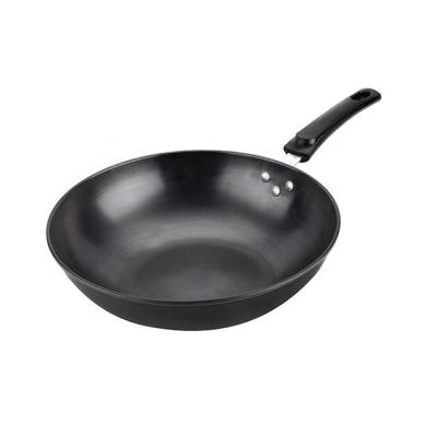 China Good Price Black Cast Iron Long Life Wok Pan For Restaurant Use 3 for sale