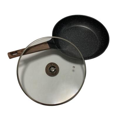 China Non-stick Wok Stocked Pan Household Wok Wooden Handle Smokeless Frying With Lid for sale