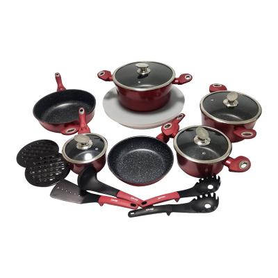 China Sustainable Non-stick Coating Die Casting Multifunctional Cooking Pot 6 Piece Aluminum Pot Set Cookware Set for sale