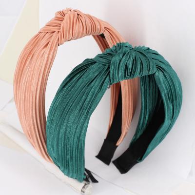 China Ladies Hair Decoration Boutique Fashion Knotted Wide Edge Cloth Headband Girls Hair Accessories Non Slip Handmade Women Hair Bands for sale