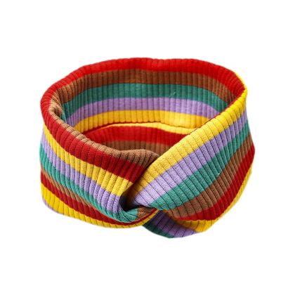 China Cool Hair Decoration Rainbow Stripe Sports Hair Elastic Band Headband Women Hair Accessories for sale