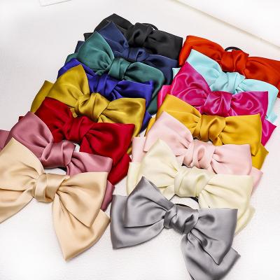 China Wholesale Hair Decoration Silk Satin Hair Bow Clips Hairpins Girls Hair Accessories Large for sale