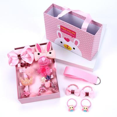 China Soft Elastic Colorful Hair Accessories Set Cute Kid Hair Ties Hairpins for sale