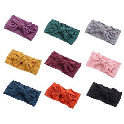 China New soft nylon wide brim knot hair accessories and bows children elastic hair band baby headbands headwear turbans for sale