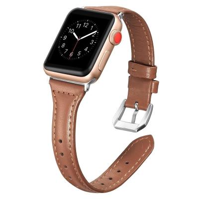 China Luxury Leather Bands Slim Replacement Wristband Sports Strap Compatible For Apple Watch 40mm 44mm for sale