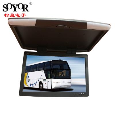 China Ultrathin 15.5inch HD Bus/Cars Screen Car Bus Flip Down Roof Mount LCD Display Led Car Monitor for sale