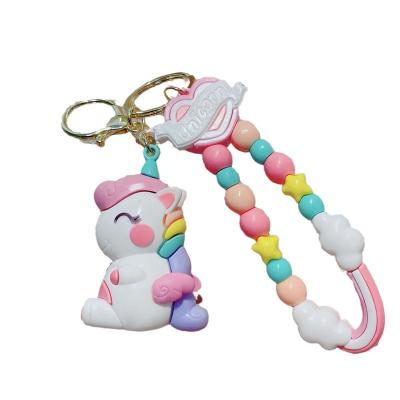 China Cute Style Internet Celebrity New Cute Macaron Unicorn Keychain Girl Bag Ornaments Student Gift Car Pendant for sale