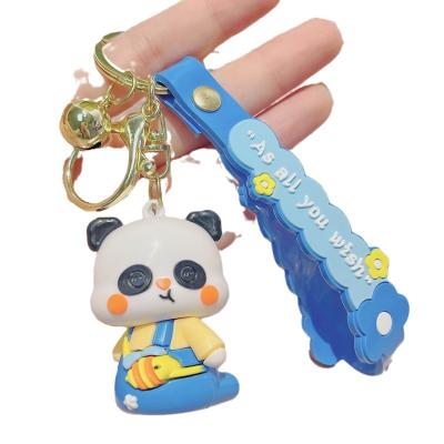 China Cute Style Trending Creative Head Tilt Small Animal Keychain Pendant Doll Couple Schoolbag Car Key Chain Hanging Ornament Small Gift for sale