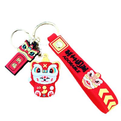 China Cute Style China-Chic Rising Lion Lucky Cat Key Chain New Year Cute Lion Dance the Year of the Loong Car Backpack Key Pendant Small Gift for sale