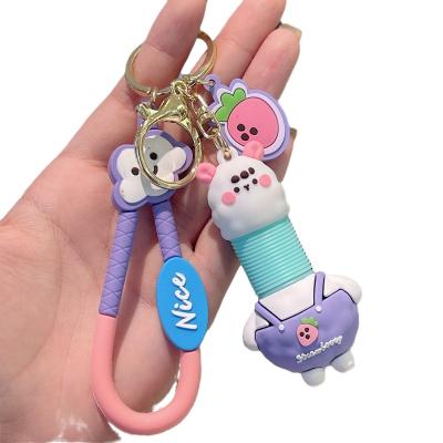 China Cute Style Silicone Strawberry Stretch Sheep Keychain Creative Decompression Couple Keychain Cute Cartoon Car Bag Pendant for sale