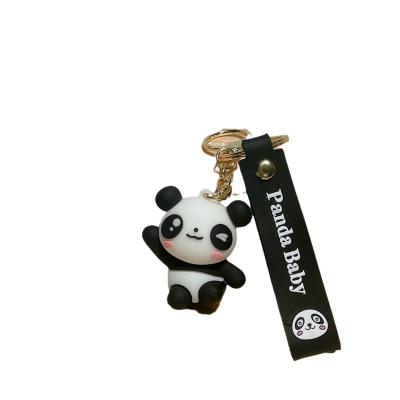 China Cute Style The same cute cartoon little panda doll keychain, PVC soft rubber pendant, creative bag pendant, car keychain for sale