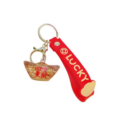 China Other National Fashion Acrylic Oil Lucky Fortune Ingot Key Chain Small Gift Bag Key Key Buckle Hanging Piece Pendant for sale