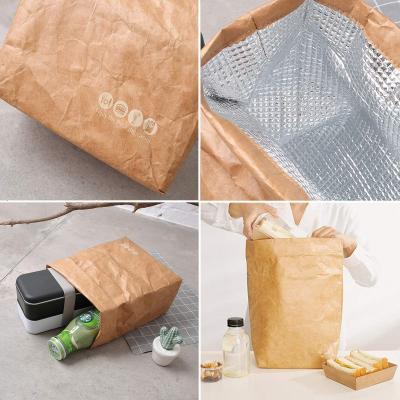 China Amazon reusable service custom print lunch dupont tyvek eco friendly reusable brown paper waterproof bag with handle for sale