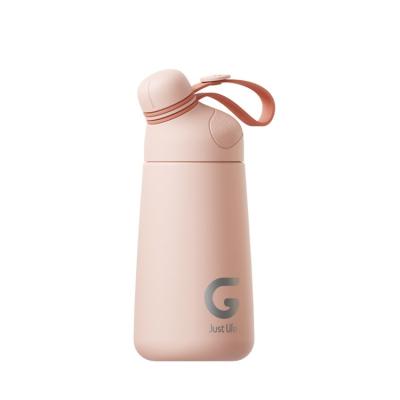 China Cute Logo PORTABLE Wholesale Custom Straight Drinks Double Wall Stainless Steel Water Bottle 400ml for sale