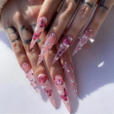 China No Europe and the United States long headed broken nail stickers wear girl cloud drill butterfly nail diamond nail art border for sale