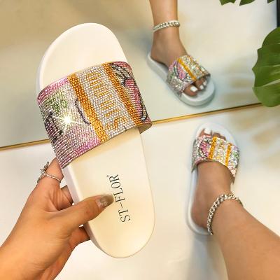 China Anti-Smell Summer Women Sandal Diamond Slippers Transparent Shoes For Women Ladies Shoe Women for sale