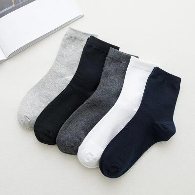 China Wholesale High Quality Antibacterial Spring Summer Men's Cotton Mid-Calf Sock Solid Color Male Meias Sports Casual Work Wear Ankle Socks for sale