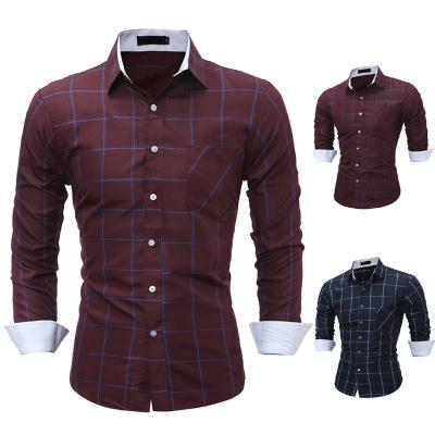 China Wholesale Plus Size Men's Anti-Pilling Shirts French Cuff Plaid Shirt Male Shirts Long For Men's Homme Shirt Dress for sale