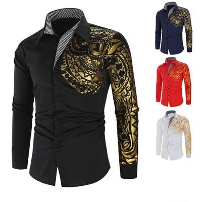 China Anti-pilling New Gold Bronzing Mens Social Top Brand Shirts Long Sleeve Striped Shirt For Men Streetwear Shirts for sale